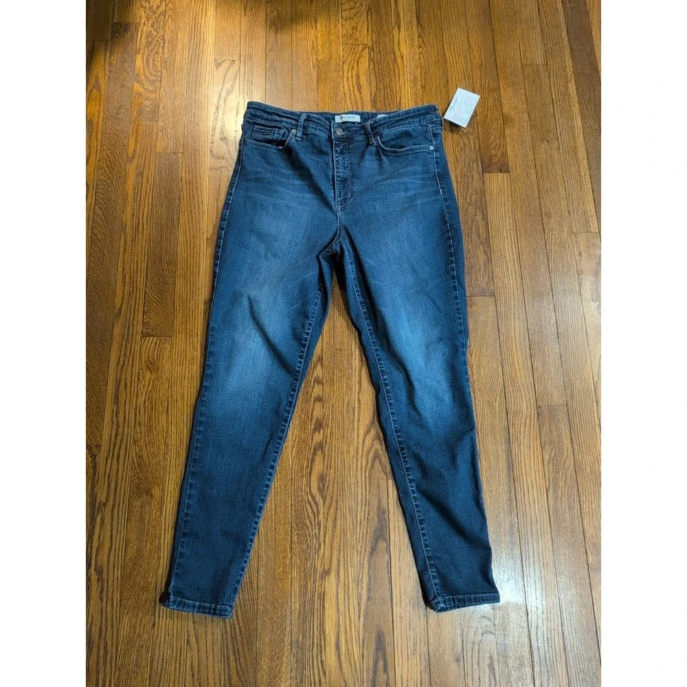 Nine West High Rise Perfect Skinny Med/Dk Wash Blue Jeans Sz 16 Stretch Jegging
